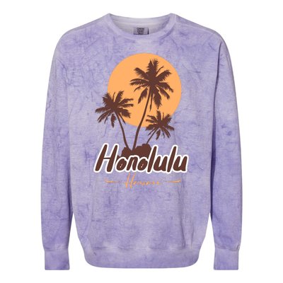 Honolulu Hawaii Sunset Colorblast Crewneck Sweatshirt