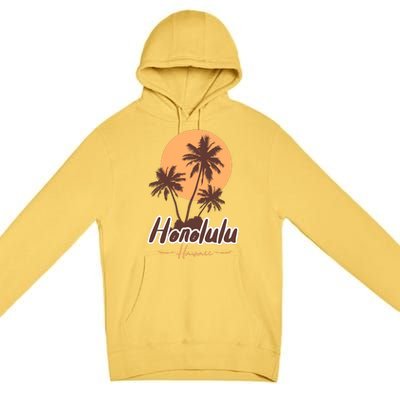 Honolulu Hawaii Sunset Premium Pullover Hoodie