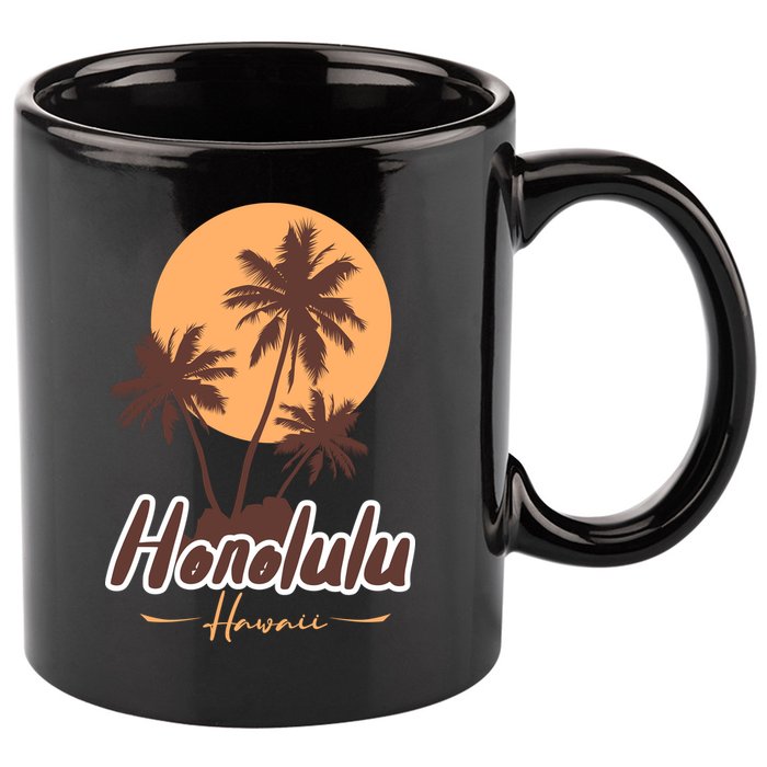 Honolulu Hawaii Sunset 11oz C Handle Ceramic Mug
