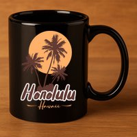 Honolulu Hawaii Sunset 11oz C Handle Ceramic Mug