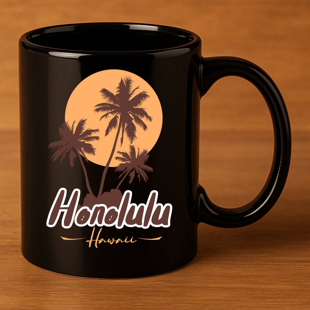 Honolulu Hawaii Sunset 11oz C Handle Ceramic Mug