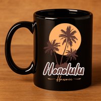 Honolulu Hawaii Sunset 11oz C Handle Ceramic Mug
