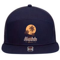 Honolulu Hawaii Sunset 7 Panel Mesh Trucker Snapback Hat