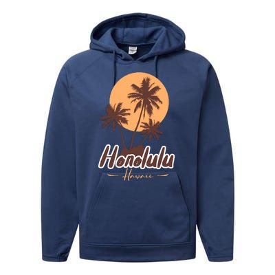 Honolulu Hawaii Sunset Performance Fleece Hoodie