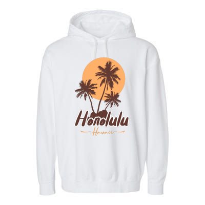 Honolulu Hawaii Sunset Garment-Dyed Fleece Hoodie