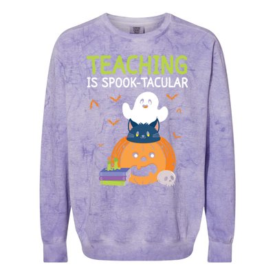 Happy Halloween School Teacher Teaching Trick Or Treat Cool Gift Colorblast Crewneck Sweatshirt