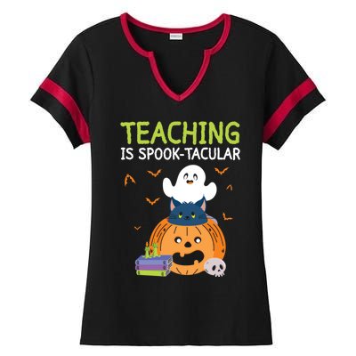 Happy Halloween School Teacher Teaching Trick Or Treat Cool Gift Ladies Halftime Notch Neck Tee