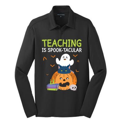 Happy Halloween School Teacher Teaching Trick Or Treat Cool Gift Silk Touch Performance Long Sleeve Polo