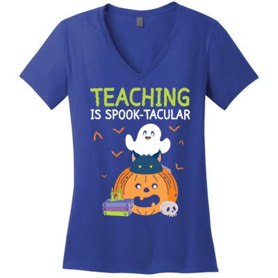 Happy Halloween School Teacher Teaching Trick Or Treat Cool Gift Women's V-Neck T-Shirt