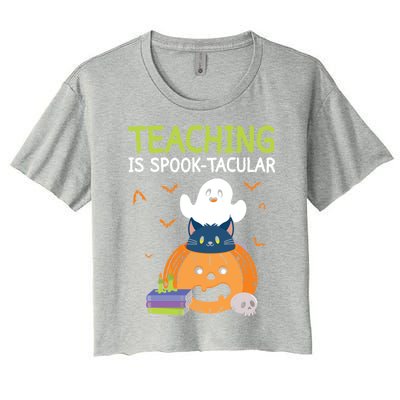 Happy Halloween School Teacher Teaching Trick Or Treat Cool Gift Women's Crop Top Tee