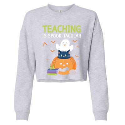 Happy Halloween School Teacher Teaching Trick Or Treat Cool Gift Cropped Pullover Crew