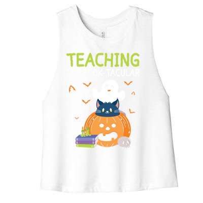 Happy Halloween School Teacher Teaching Trick Or Treat Cool Gift Women's Racerback Cropped Tank