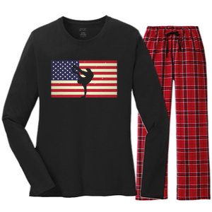 Hip Hop Street Break Dancing Teacher Patriotic American Flag Women's Long Sleeve Flannel Pajama Set 