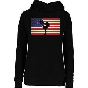 Hip Hop Street Break Dancing Teacher Patriotic American Flag Womens Funnel Neck Pullover Hood