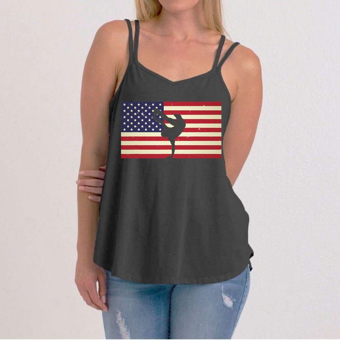 Hip Hop Street Break Dancing Teacher Patriotic American Flag Women's Strappy Tank