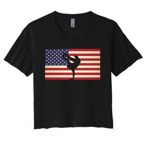 Hip Hop Street Break Dancing Teacher Patriotic American Flag Women's Crop Top Tee