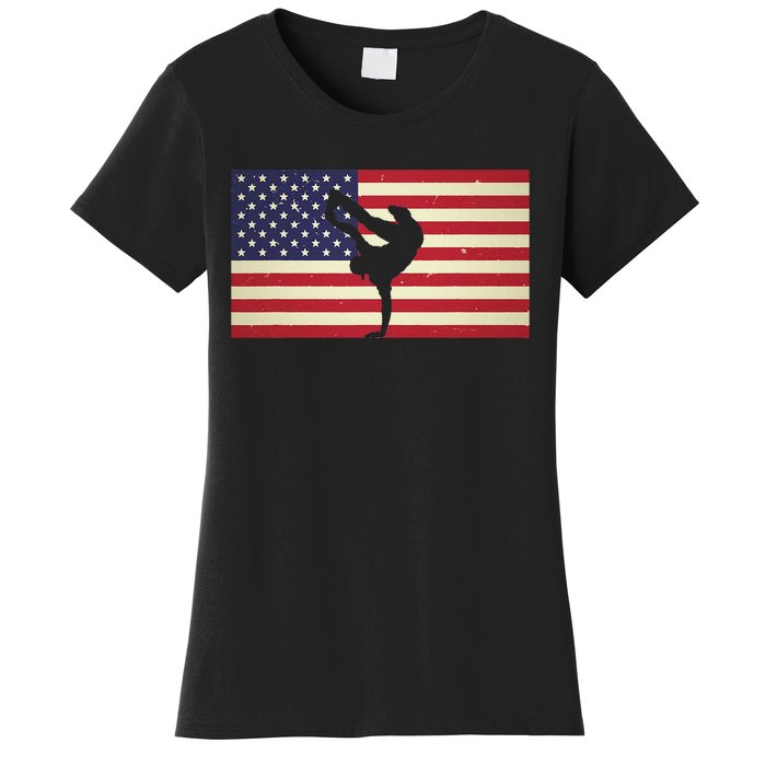 Hip Hop Street Break Dancing Teacher Patriotic American Flag Women's T-Shirt