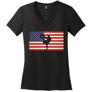 Hip Hop Street Break Dancing Teacher Patriotic American Flag Women's V-Neck T-Shirt