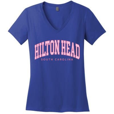 Hilton Head SC South Carolina retro vintage preppy Women's V-Neck T-Shirt