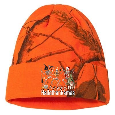 Happy Hallothanksmas Skeleton Turkey Christmas Halloween Kati Licensed 12" Camo Beanie