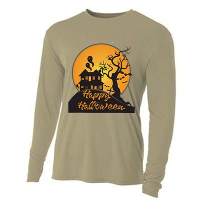 Happy Halloween Spooky Haunted House Cooling Performance Long Sleeve Crew