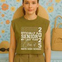 Hays High School A Senior Class Of 2025 Garment-Dyed Women's Muscle Tee