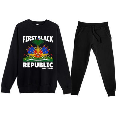 Haiti Heritage Since 1804 Proud Zoe Happy Haitian Flag Day Premium Crewneck Sweatsuit Set