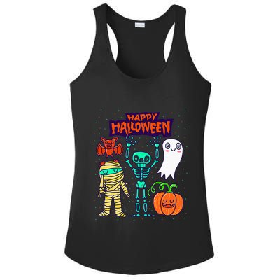 Happy Halloween Skeleton Pumpkin Ghost Cute Ladies PosiCharge Competitor Racerback Tank