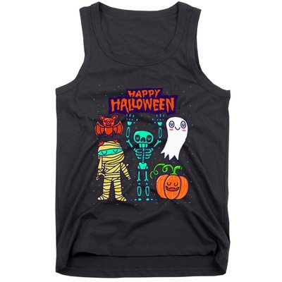 Happy Halloween Skeleton Pumpkin Ghost Cute Tank Top