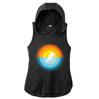 Hilton Head South Carolina Sunset Ladies PosiCharge Tri-Blend Wicking Draft Hoodie Tank