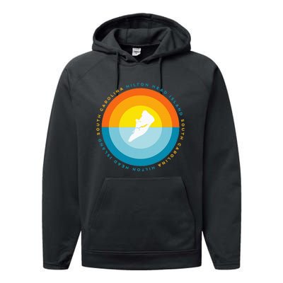 Hilton Head South Carolina Sunset Performance Fleece Hoodie