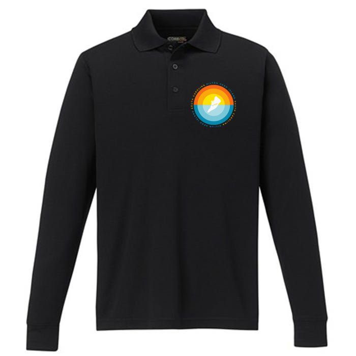 Hilton Head South Carolina Sunset Performance Long Sleeve Polo