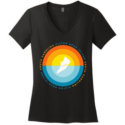 Hilton Head South Carolina Sunset Women's V-Neck T-Shirt