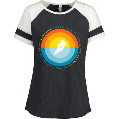 Hilton Head South Carolina Sunset Enza Ladies Jersey Colorblock Tee