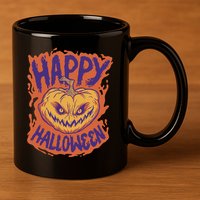 Happy Halloween Spooky Pumpkin 11oz C Handle Ceramic Mug