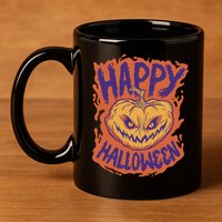 Happy Halloween Spooky Pumpkin 11oz C Handle Ceramic Mug
