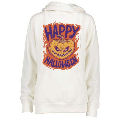 Happy Halloween Spooky Pumpkin Womens Funnel Neck Pullover Hood