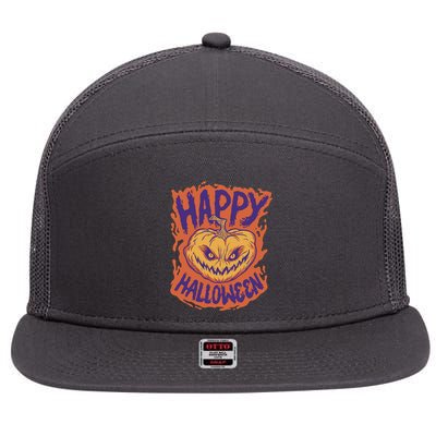 Happy Halloween Spooky Pumpkin 7 Panel Mesh Trucker Snapback Hat