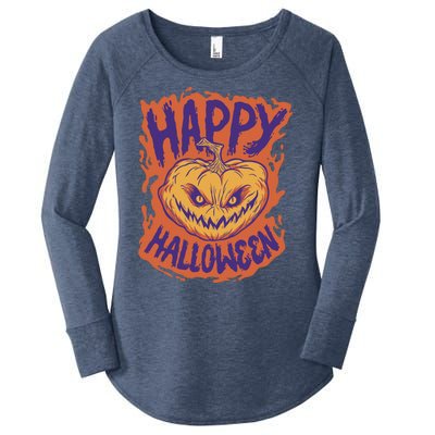 Happy Halloween Spooky Pumpkin Women's Perfect Tri Tunic Long Sleeve Shirt