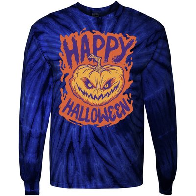 Happy Halloween Spooky Pumpkin Tie-Dye Long Sleeve Shirt