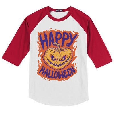 Happy Halloween Spooky Pumpkin Kids Colorblock Raglan Jersey