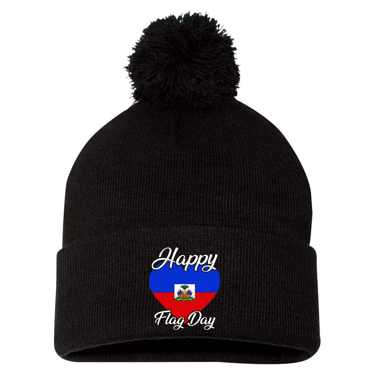 Haiti Heritage Since 1804 Proud Zoe Happy Haitian Flag Day Pom Pom 12in Knit Beanie