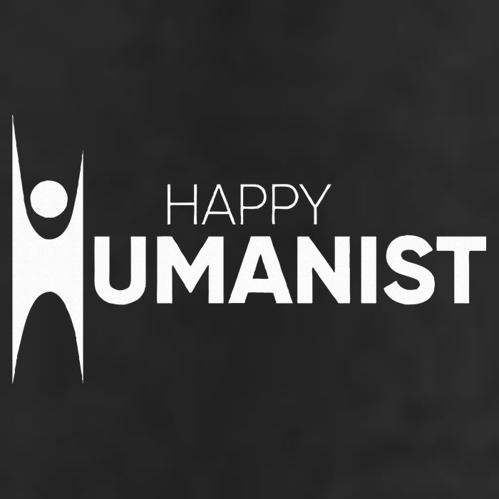 Happy Humanist Symbol Atheist Atheism Secular 7 Panel Mesh Trucker Snapback Hat