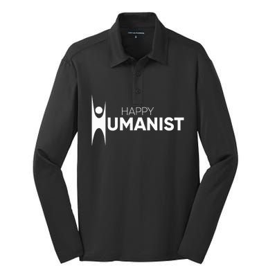 Happy Humanist Symbol Atheist Atheism Secular Silk Touch Performance Long Sleeve Polo