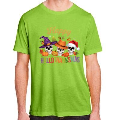 Happy Hallothanksmas Skull Halloween Thanksgiving Xmas Funny Gift Adult ChromaSoft Performance T-Shirt