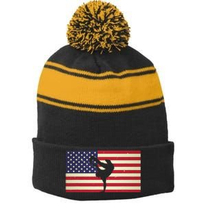 Hip Hop Street Break Dancing Teacher Patriotic American Flag Stripe Pom Pom Beanie