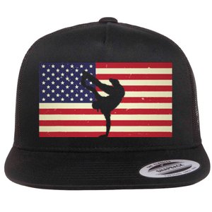 Hip Hop Street Break Dancing Teacher Patriotic American Flag Flat Bill Trucker Hat