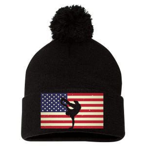 Hip Hop Street Break Dancing Teacher Patriotic American Flag Pom Pom 12in Knit Beanie