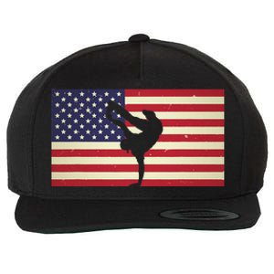 Hip Hop Street Break Dancing Teacher Patriotic American Flag Wool Snapback Cap