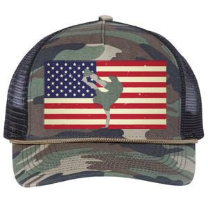 Hip Hop Street Break Dancing Teacher Patriotic American Flag Retro Rope Trucker Hat Cap